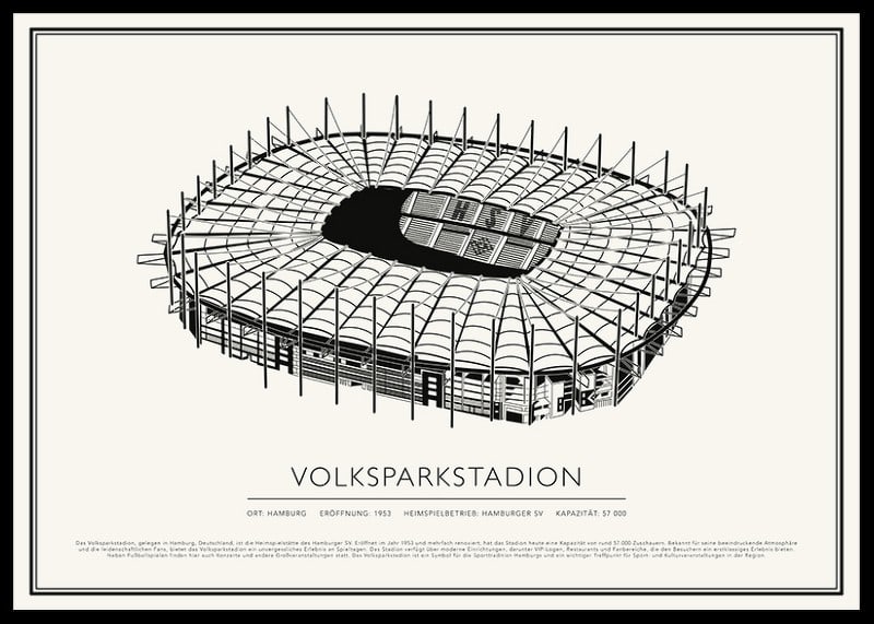 Volksparkstadion Vintage Skizze Poster-12