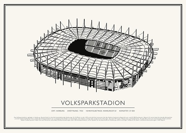 Poster Volksparkstadion Vintage Skizze 02 DE