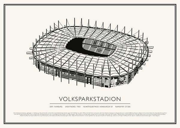 Poster Volksparkstadion Vintage Skizze 02 DE