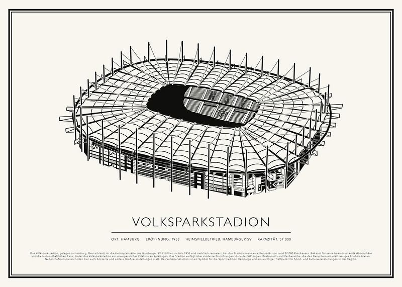 Volksparkstadion Vintage Skizze Poster-12