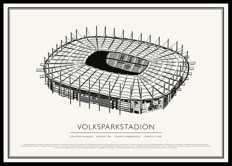 Volksparkstadion vintage skices plakāts-12