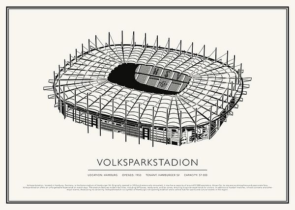 Poster Volksparkstadion Vintage Sketch 02 EN