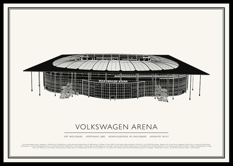Volkswagen Arena Vintage Skizze Poster-12