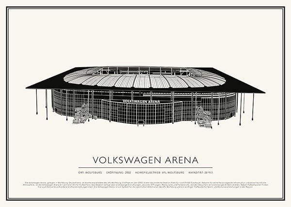 Poster Volkswagen Arena Vintage Skizze 02 DE
