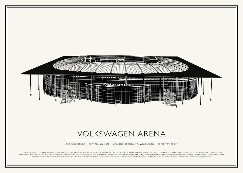 Volkswagen Arena Vintage Skizze Poster-12