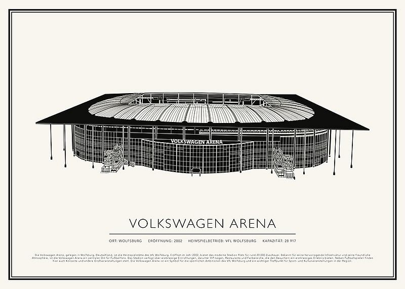 Volkswagen Arena Vintage Skizze Poster-12