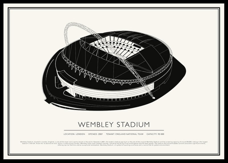 Wembley Stadium Vintage Sketch plagát-12