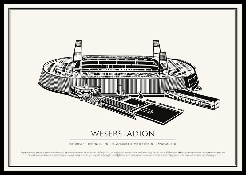 Weserstadion Vintage Skizze Poster-12