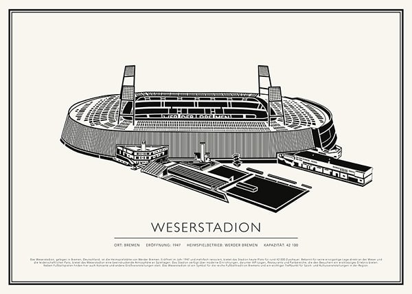 Poster Weserstadion Vintage Skizze 02 DE