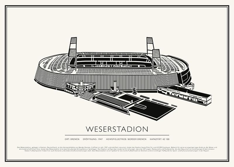 Weserstadion Vintage Skizze Poster-12