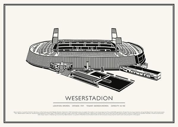 Poster Weserstadion Vintage Sketch 02 EN