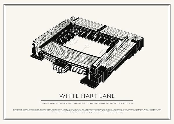 Poster White Hart Lane Vintage Sketch 02 EN