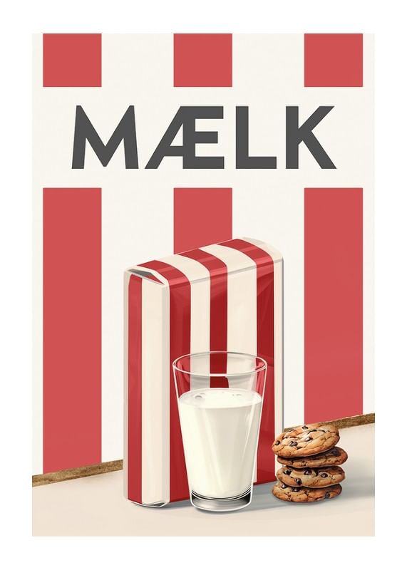 Plakat Mælk Rød