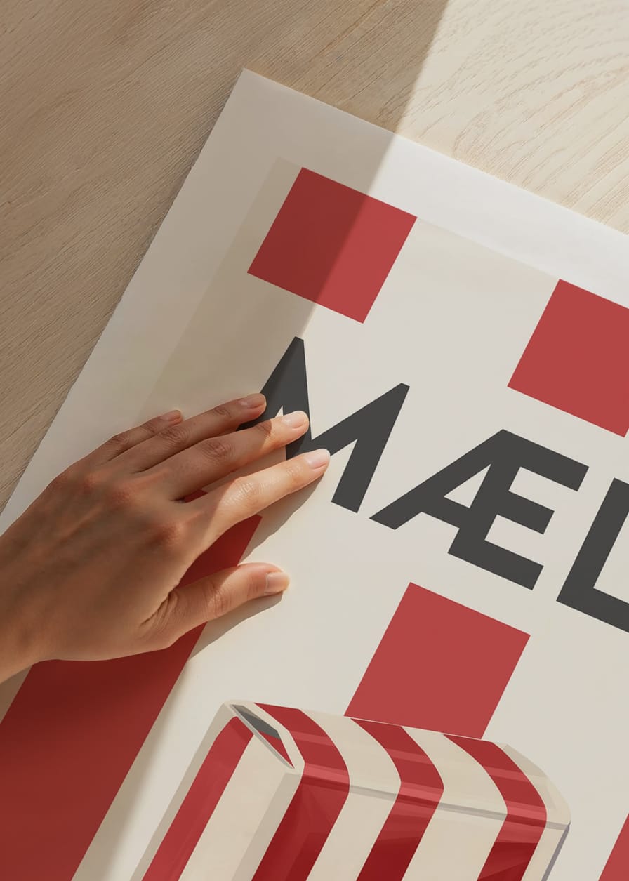 Mælk Rød Plakat | Plakater med tekst | Gallerix-home.dk