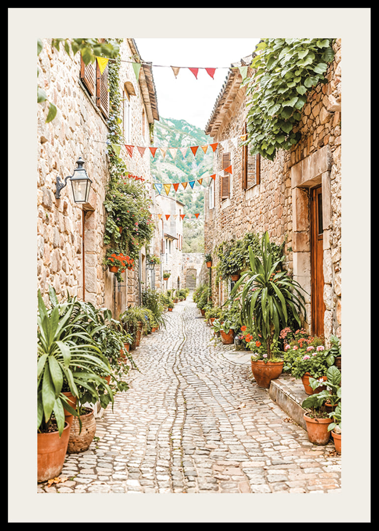 Plakat z malowniczą alejką w śródziemnomorskiej wiosce-12