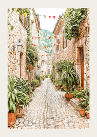 Plakat z malowniczą alejką w śródziemnomorskiej wiosce-3