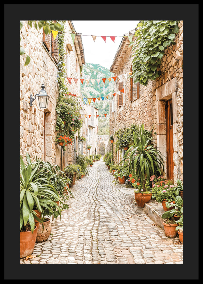 Plakat z malowniczą alejką w śródziemnomorskiej wiosce-12