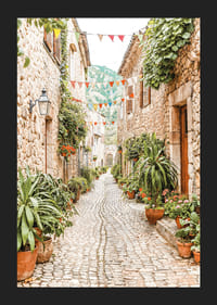Plakat z malowniczą alejką w śródziemnomorskiej wiosce-5