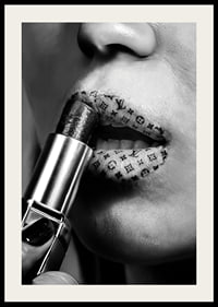 Poster with lipsticks with designs from fashion houses such as Louis Vuitton-2