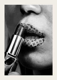 Poster with lipsticks with designs from fashion houses such as Louis Vuitton-3