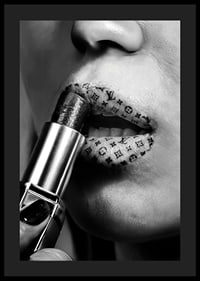 Poster with lipsticks with designs from fashion houses such as Louis Vuitton-4