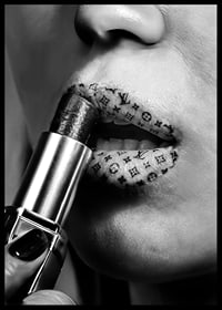 Poster with lipsticks with designs from fashion houses such as Louis Vuitton-6