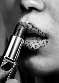 Poster with lipsticks with designs from fashion houses such as Louis Vuitton-7