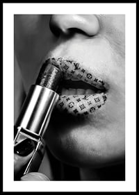 Poster with lipsticks with designs from fashion houses such as Louis Vuitton-0