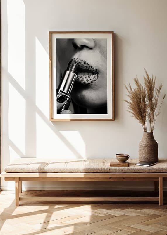 Poster with lipsticks with designs from fashion houses such as Louis Vuitton-12