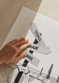 Black and white poster with a sign of luxury destinations-9