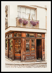Poster of a quaint restaurant on a cobbled street-2