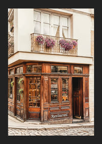 Poster of a quaint restaurant on a cobbled street-5