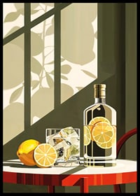 Affisch med en elegant illustration av en drink med citroner-6