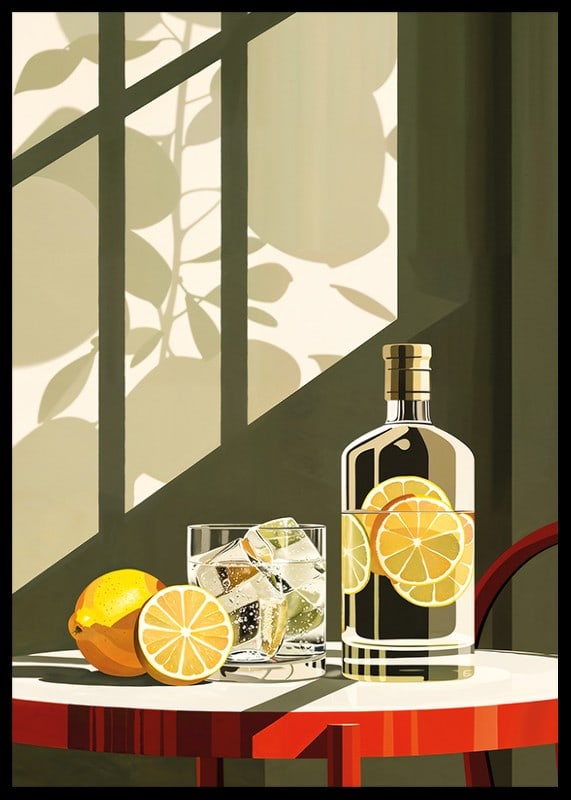 Affisch med en elegant illustration av en drink med citroner-12