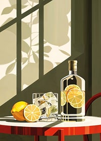 Affisch med en elegant illustration av en drink med citroner-7