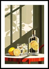 Poster cu o ilustrație elegantă a unei băuturi cu lămâi-0