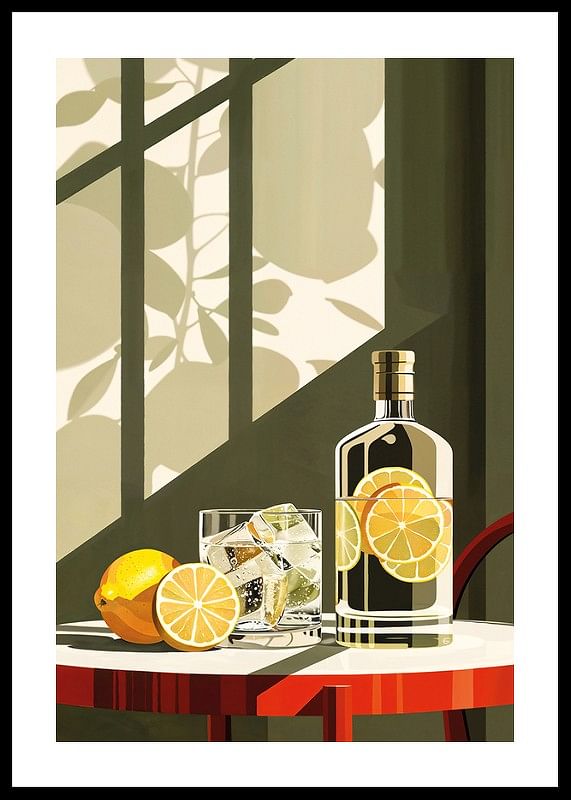 Poster cu o ilustrație elegantă a unei băuturi cu lămâi-12