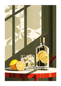 Affisch med en elegant illustration av en drink med citroner-1