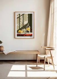 Affisch med en elegant illustration av en drink med citroner-8