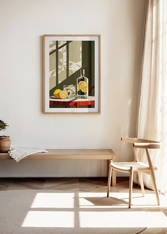 Affisch med en elegant illustration av en drink med citroner-12