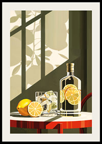 Affisch med en elegant illustration av en drink med citroner-2