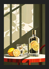 Affisch med en elegant illustration av en drink med citroner-5