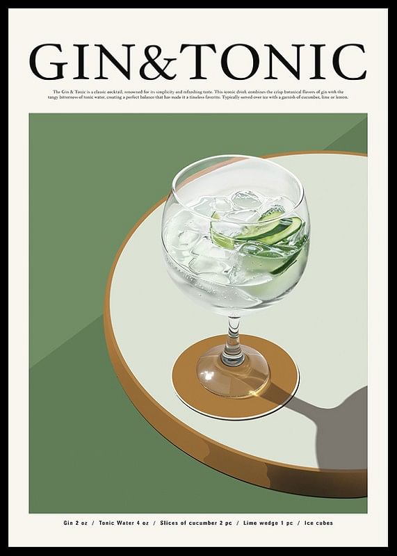 Afiș care sărbătorește clasicul cocktail Gin & Tonic-12