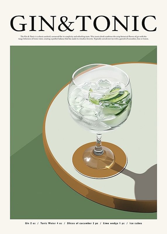 Afiș care sărbătorește clasicul cocktail Gin & Tonic-12