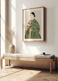 Poster with a watercolor painting of a woman with an orange-8