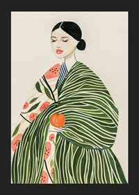 Poster with a watercolor painting of a woman with an orange-5