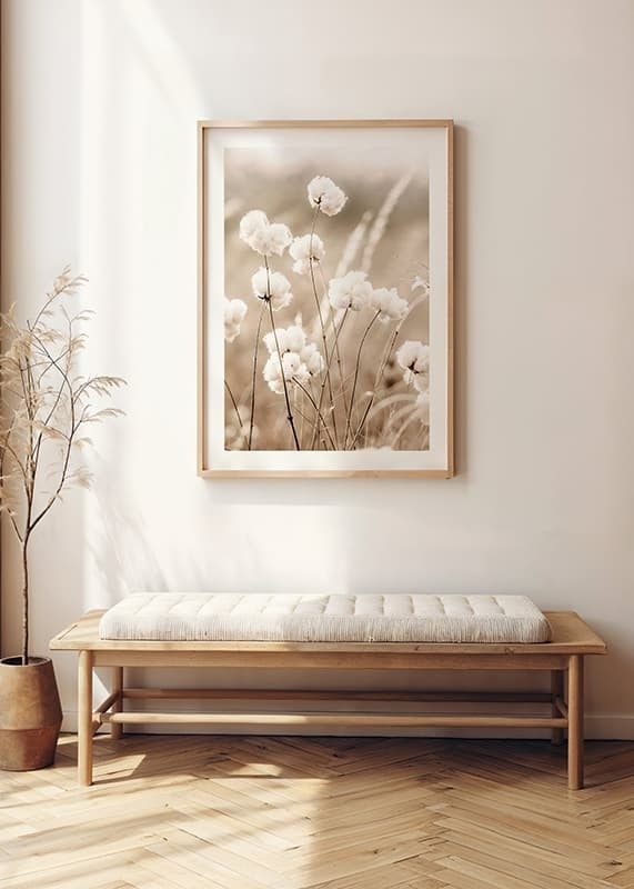Poster with a nature image of a field with cotton flowers-12