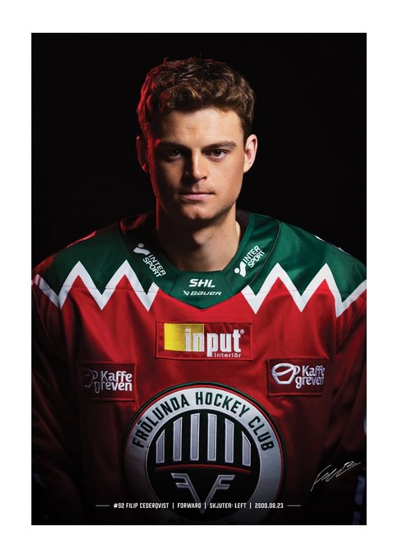 Poster Filip Cederqvist #92 Frölunda HC 2024/2025