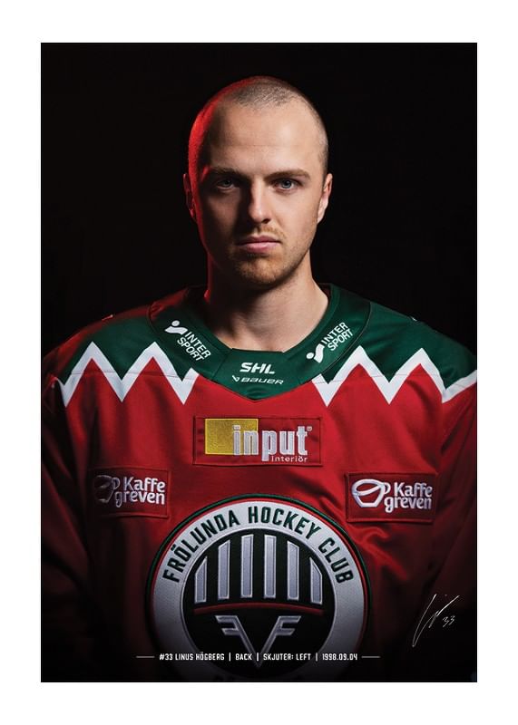 Poster Linus Högberg #33 Frölunda HC 2024/2025