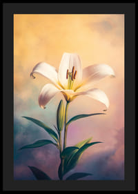 A poster with a white lily against a soft pastel background -4
